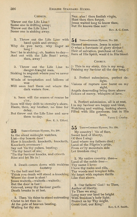 Evangelischer Liederschatz: eine Auswahl der bekanntesten Kernlieder für Sonntags-Schule, Vereine und Gottesdienste (2. Auflage) page 306