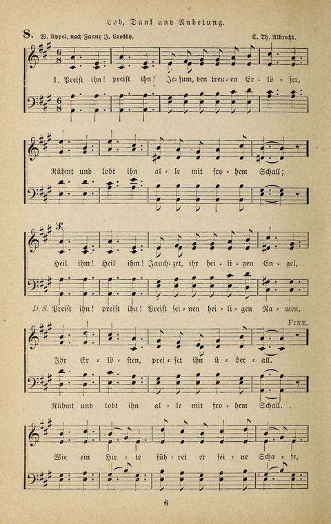 Evangelischer Liederschatz: eine Auswahl der bekanntesten Kernlieder für Sonntags-Schule, Vereine und Gottesdienste (2. Auflage) page 6