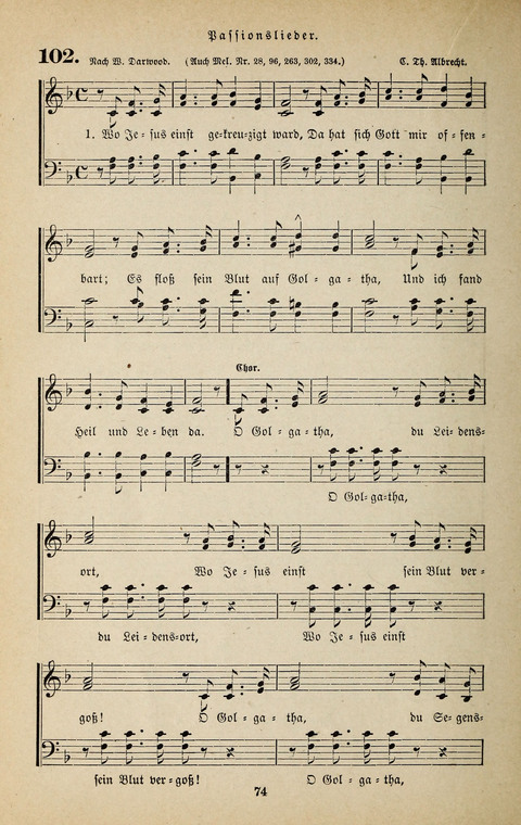 Evangelischer Liederschatz: eine Auswahl der bekanntesten Kernlieder für Sonntags-Schule, Vereine und Gottesdienste (2. Auflage) page 74