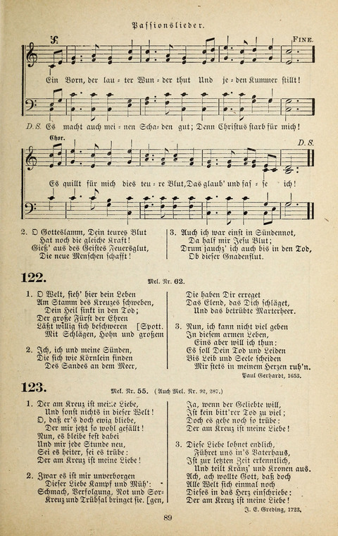 Evangelischer Liederschatz: eine Auswahl der bekanntesten Kernlieder für Sonntags-Schule, Vereine und Gottesdienste (2. Auflage) page 89