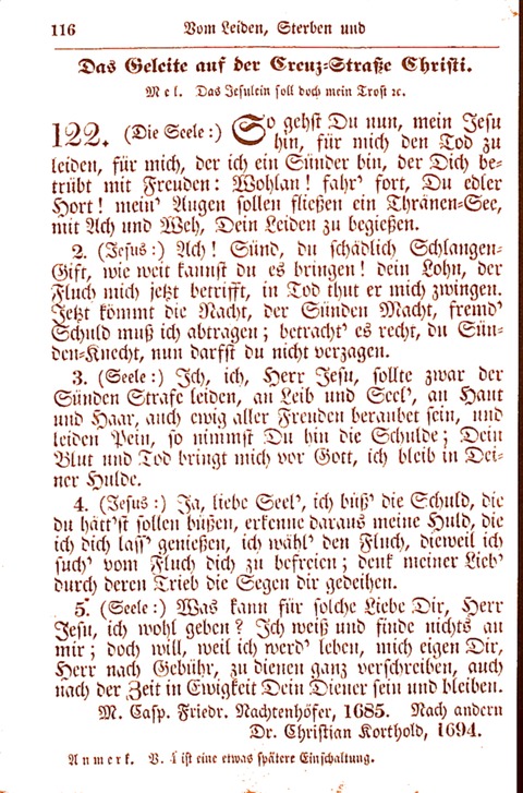 Evangelisch-Lutherisches Gesang-Buch: worin die gebräuchlichsten alten Kirchen-Lieder Dr. M. Lutheri und anderer reinen lehrer und zeugen Gottes, zur Befoerderung der wahren ... (2. verm. Aus.) page 116