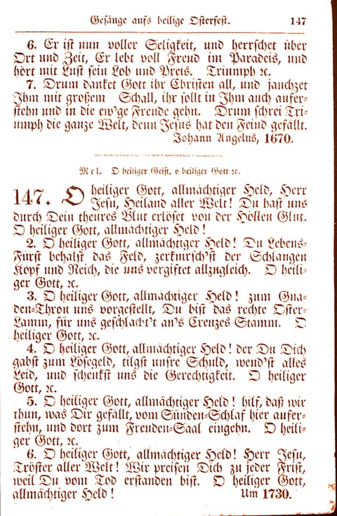 Evangelisch-Lutherisches Gesang-Buch: worin die gebräuchlichsten alten Kirchen-Lieder Dr. M. Lutheri und anderer reinen lehrer und zeugen Gottes, zur Befoerderung der wahren ... (2. verm. Aus.) page 147