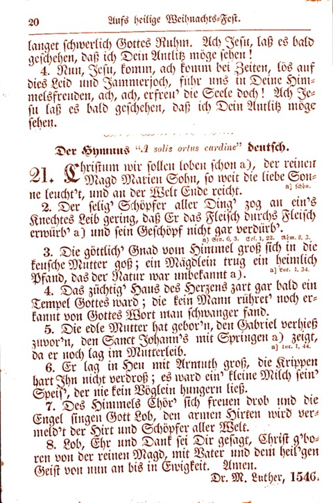 Evangelisch-Lutherisches Gesang-Buch: worin die gebräuchlichsten alten Kirchen-Lieder Dr. M. Lutheri und anderer reinen lehrer und zeugen Gottes, zur Befoerderung der wahren ... (2. verm. Aus.) page 20