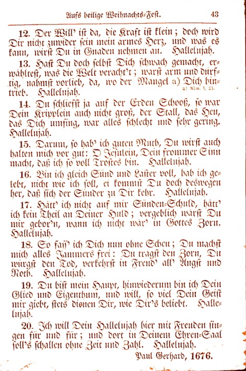 Evangelisch-Lutherisches Gesang-Buch: worin die gebräuchlichsten alten Kirchen-Lieder Dr. M. Lutheri und anderer reinen lehrer und zeugen Gottes, zur Befoerderung der wahren ... (2. verm. Aus.) page 43