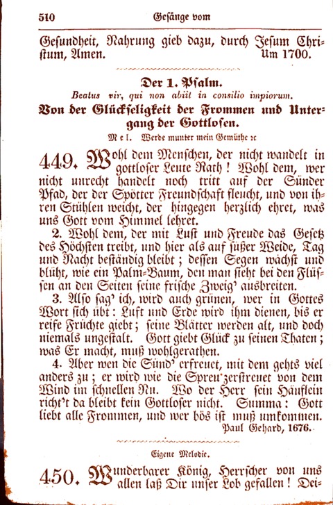 Evangelisch-Lutherisches Gesang-Buch: worin die gebräuchlichsten alten Kirchen-Lieder Dr. M. Lutheri und anderer reinen lehrer und zeugen Gottes, zur Befoerderung der wahren ... (2. verm. Aus.) page 511