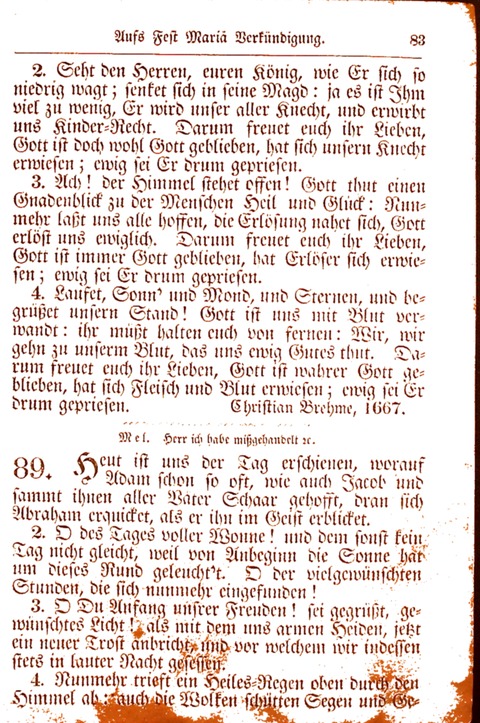 Evangelisch-Lutherisches Gesang-Buch: worin die gebräuchlichsten alten Kirchen-Lieder Dr. M. Lutheri und anderer reinen lehrer und zeugen Gottes, zur Befoerderung der wahren ... (2. verm. Aus.) page 83