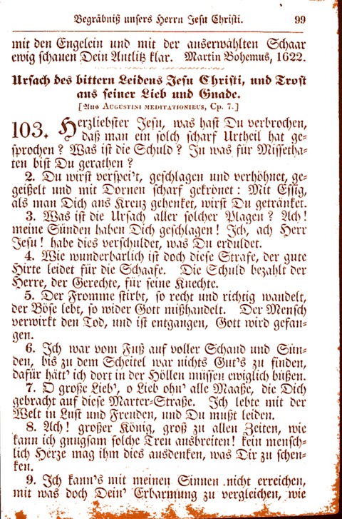 Evangelisch-Lutherisches Gesang-Buch: worin die gebräuchlichsten alten Kirchen-Lieder Dr. M. Lutheri und anderer reinen lehrer und zeugen Gottes, zur Befoerderung der wahren ... (2. verm. Aus.) page 99