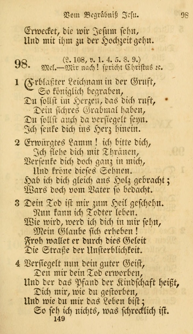 Evangelische Lieder-Sammlung: genommen aus der Liedersammlung und dem Gemeinschaftlichen Gesangbuch in den evanglischen Gemeinen page 149