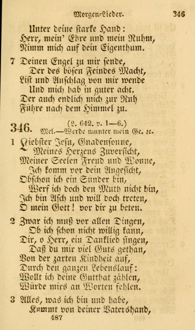 Evangelische Lieder-Sammlung: genommen aus der Liedersammlung und dem Gemeinschaftlichen Gesangbuch in den evanglischen Gemeinen page 487