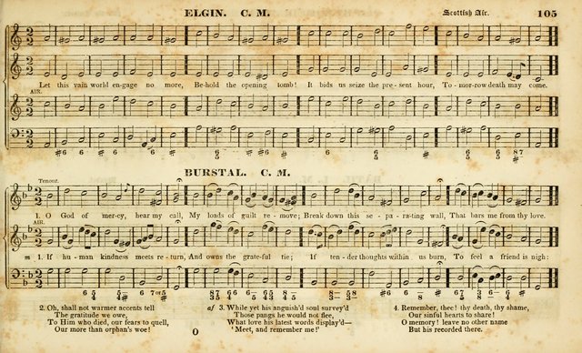 Evangelical Musick: or, The Sacred Minstrel and Sacred Harp United: consisting of a great variety of psalm and hymn tunes, set pieces, anthems, etc. (10th ed) page 105