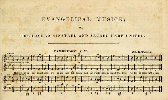 Evangelical Musick: or, The Sacred Minstrel and Sacred Harp United: consisting of a great variety of psalm and hymn tunes, set pieces, anthems, etc. (10th ed) page 23