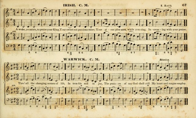 Evangelical Musick: or, The Sacred Minstrel and Sacred Harp United: consisting of a great variety of psalm and hymn tunes, set pieces, anthems, etc. (10th ed) page 67