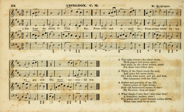 Evangelical Musick: or, The Sacred Minstrel and Sacred Harp United: consisting of a great variety of psalm and hymn tunes, set pieces, anthems, etc. (10th ed) page 68