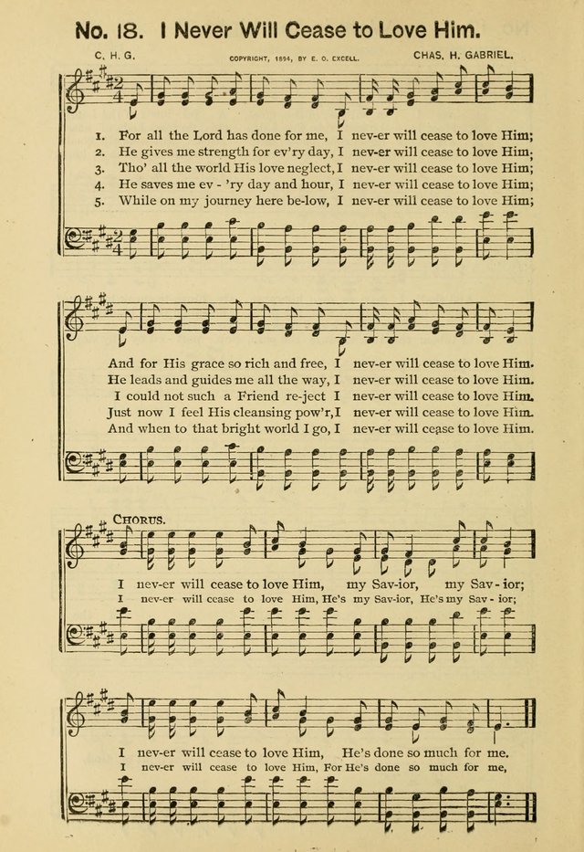 Excellent Songs: for the Church and Sunday School page 18