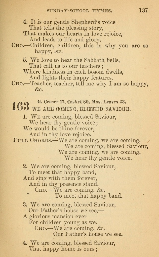 The Eclectic Sabbath School Hymn Book page 137