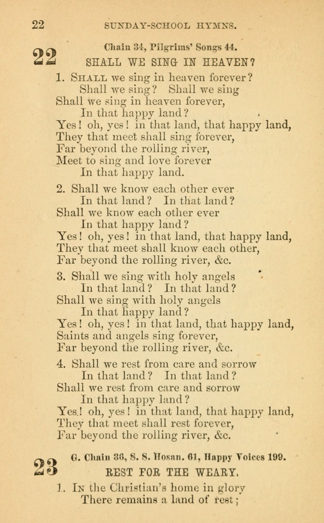 The Eclectic Sabbath School Hymn Book page 22