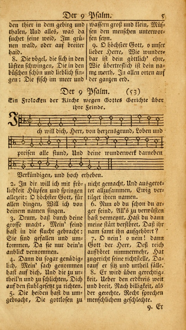 Ein Unpartheyisches Gesang-Buch: enthaltend geistreiche Lieder und Psalmen, zum allgemeinen Gebrauch des wahren Gottesdienstes auf begehren der Brüderschaft der Menoniten Gemeinen... page 5