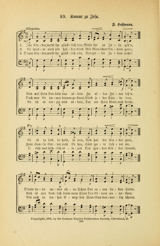 Frohe Lieder und Brüder-Harfe: eine Sammlung von Liedern für Sonntagschulen und Jugendvereine (Spezialle Aufl.) page 102