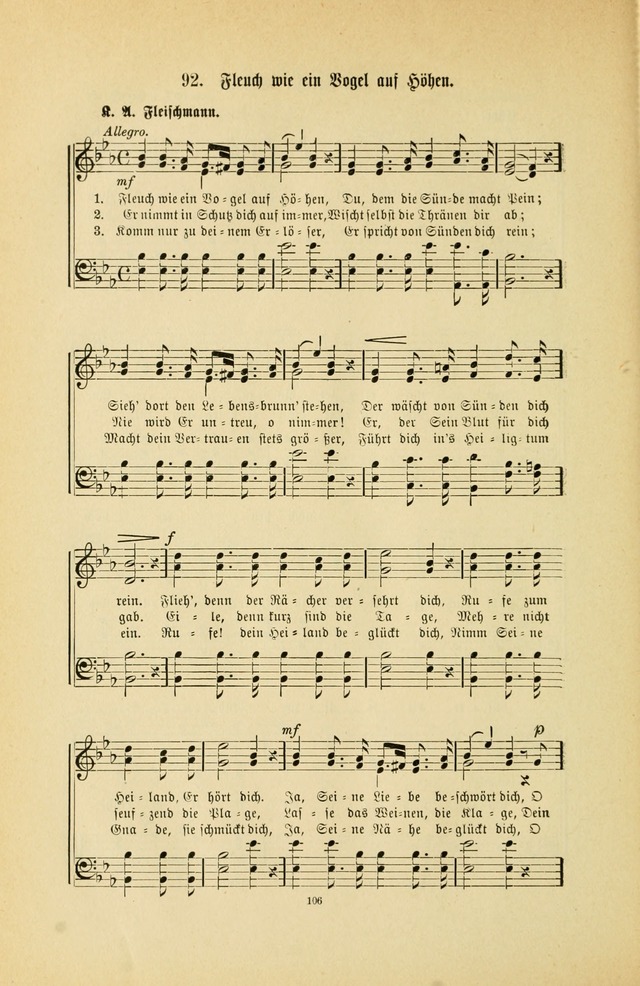 Frohe Lieder und Brüder-Harfe: eine Sammlung von Liedern für Sonntagschulen und Jugendvereine (Spezialle Aufl.) page 106