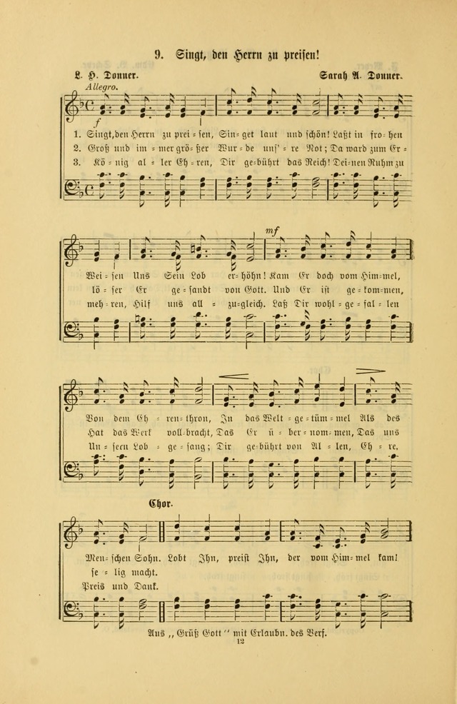 Frohe Lieder und Brüder-Harfe: eine Sammlung von Liedern für Sonntagschulen und Jugendvereine (Spezialle Aufl.) page 12
