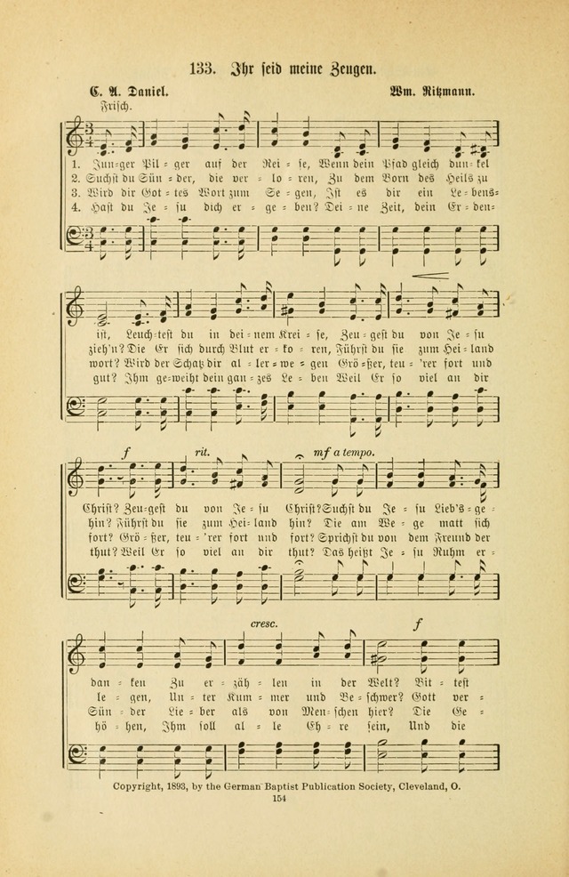 Frohe Lieder und Brüder-Harfe: eine Sammlung von Liedern für Sonntagschulen und Jugendvereine (Spezialle Aufl.) page 154