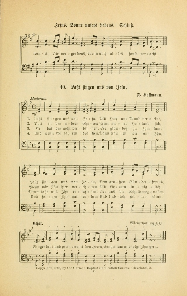 Frohe Lieder und Brüder-Harfe: eine Sammlung von Liedern für Sonntagschulen und Jugendvereine (Spezialle Aufl.) page 43