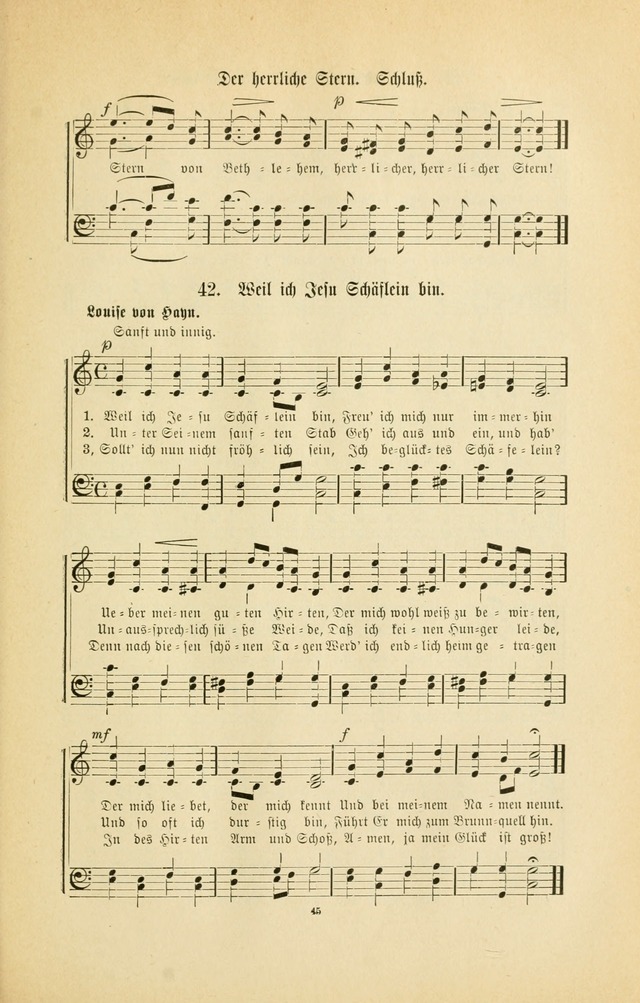 Frohe Lieder und Brüder-Harfe: eine Sammlung von Liedern für Sonntagschulen und Jugendvereine (Spezialle Aufl.) page 45