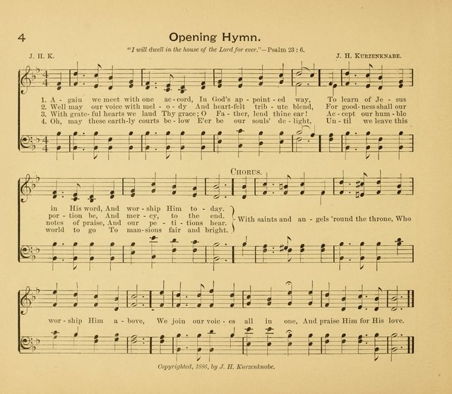 Gates Ajar: a collection of hymns and tunes for use in Sunday schools, praise and prayer meetings page 4