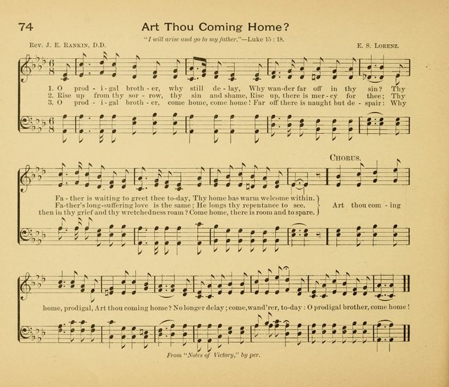Gates Ajar: a collection of hymns and tunes for use in Sunday schools, praise and prayer meetings page 74