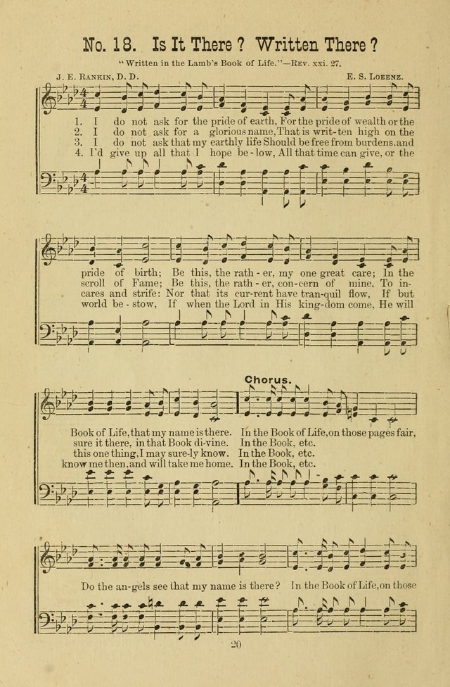 Gospel Bells: a collection of new and popular songs for the use of Sabbath schools and gospel meetings page 20