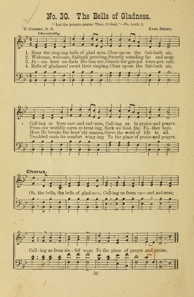 Gospel Bells: a collection of new and popular songs for the use of Sabbath schools and gospel meetings page 32