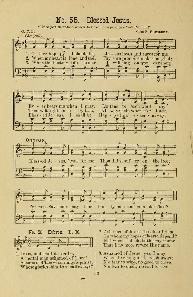 Gospel Bells: a collection of new and popular songs for the use of Sabbath schools and gospel meetings page 56