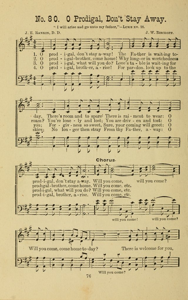 Gospel Bells: a collection of new and popular songs for the use of Sabbath schools and gospel meetings page 76