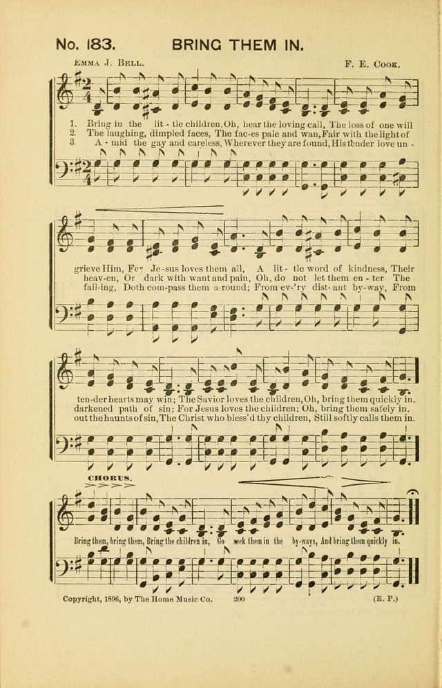 Glory Bells: a collection of new hymns and new music for Sunday-schools, gospel meetings, revivals, Christian Endeavor societies, Epworth Leagues, etc.  page 198