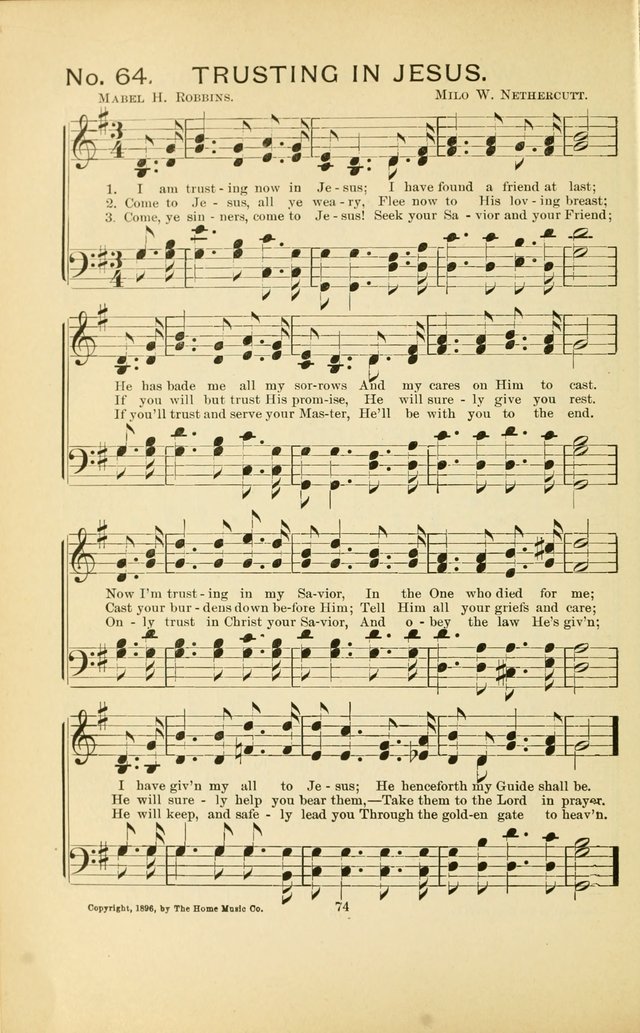 Glory Bells: a collection of new hymns and new music for Sunday-schools, gospel meetings, revivals, Christian Endeavor societies, Epworth Leagues, etc.  page 72