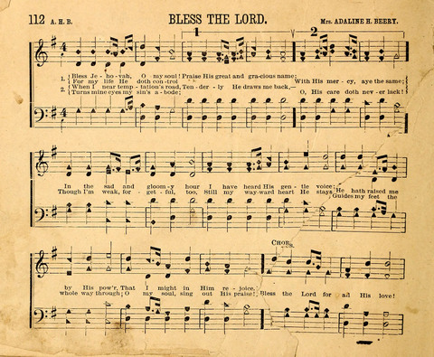 Gospel Chimes: a collection of new and standard songs and hymns for Sunday-schools and religious meetings page 112