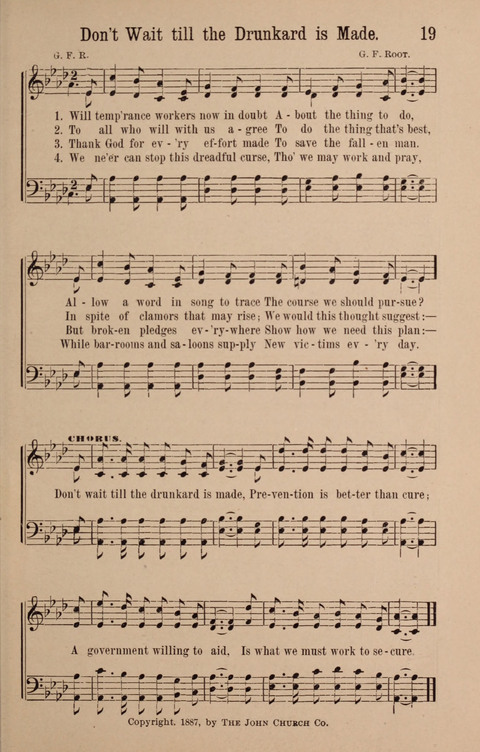 The Glorious Cause: a Collection of Songs, Hymns and Choruses for Earnest Temperance Workers page 19