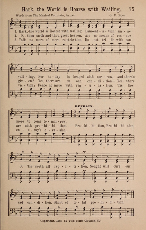 The Glorious Cause: a Collection of Songs, Hymns and Choruses for Earnest Temperance Workers page 75