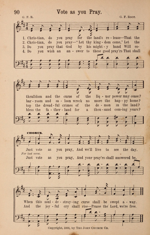 The Glorious Cause: a Collection of Songs, Hymns and Choruses for Earnest Temperance Workers page 90