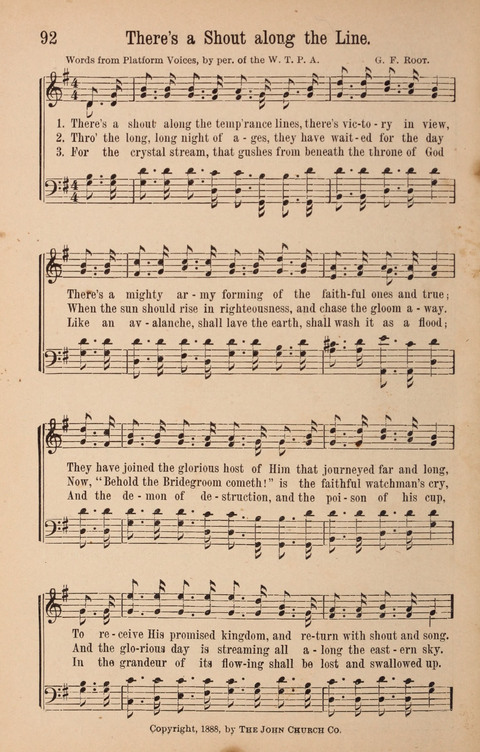 The Glorious Cause: a Collection of Songs, Hymns and Choruses for Earnest Temperance Workers page 92