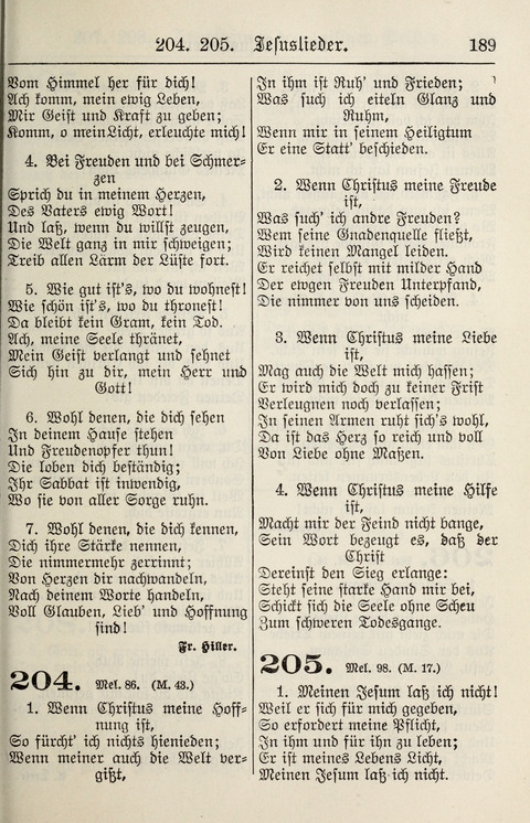 Gesangbuch für deutsche Gemeinden: enthaltend Psalmen und geistliche Lieder für öffentlichen und häuslichen Gottesdienst page 189