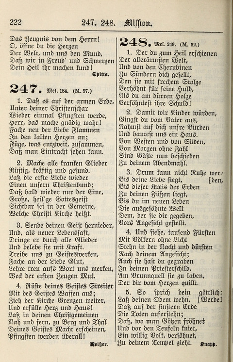 Gesangbuch für deutsche Gemeinden: enthaltend Psalmen und geistliche Lieder für öffentlichen und häuslichen Gottesdienst page 222