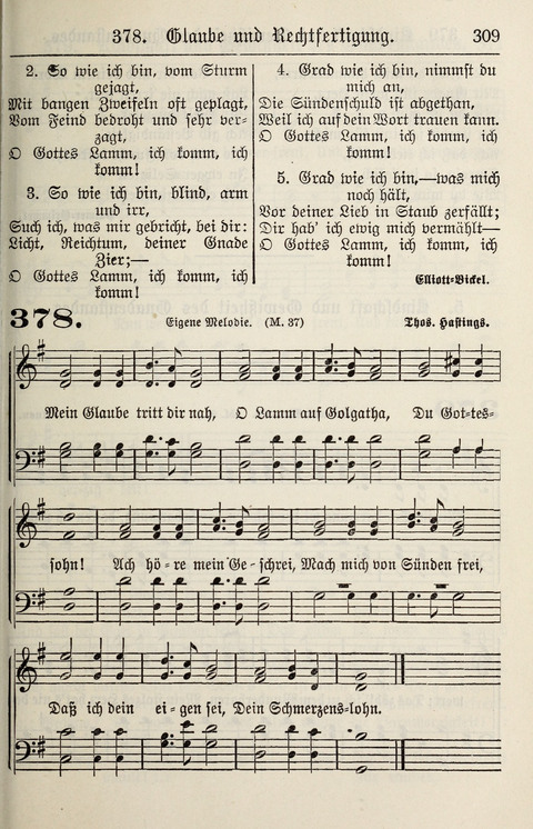 Gesangbuch für deutsche Gemeinden: enthaltend Psalmen und geistliche Lieder für öffentlichen und häuslichen Gottesdienst page 309