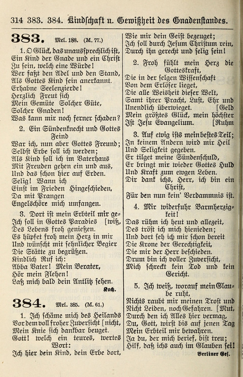 Gesangbuch für deutsche Gemeinden: enthaltend Psalmen und geistliche Lieder für öffentlichen und häuslichen Gottesdienst page 314