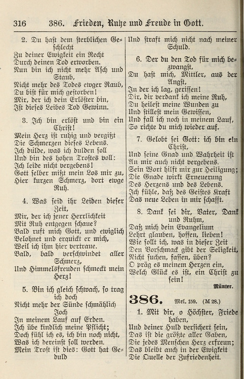 Gesangbuch für deutsche Gemeinden: enthaltend Psalmen und geistliche Lieder für öffentlichen und häuslichen Gottesdienst page 316