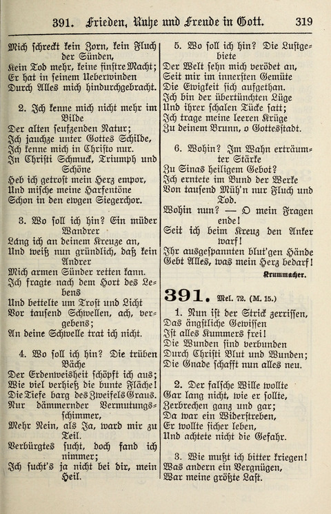 Gesangbuch für deutsche Gemeinden: enthaltend Psalmen und geistliche Lieder für öffentlichen und häuslichen Gottesdienst page 319