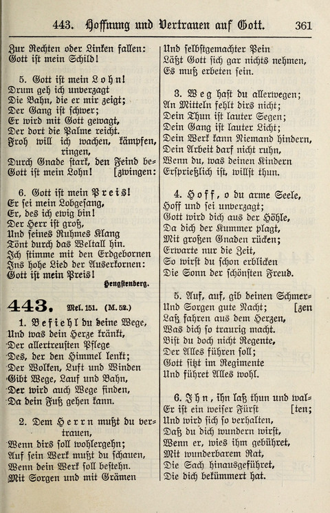 Gesangbuch für deutsche Gemeinden: enthaltend Psalmen und geistliche Lieder für öffentlichen und häuslichen Gottesdienst page 361