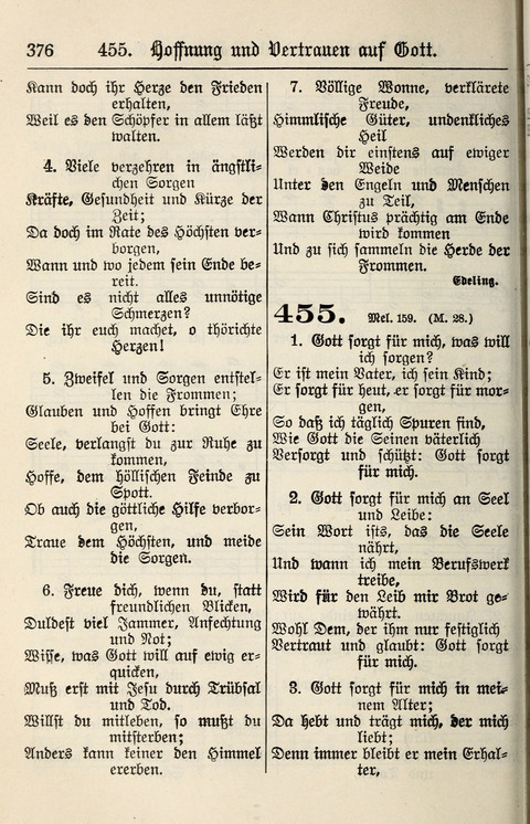 Gesangbuch für deutsche Gemeinden: enthaltend Psalmen und geistliche Lieder für öffentlichen und häuslichen Gottesdienst page 376
