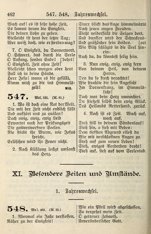 Gesangbuch für deutsche Gemeinden: enthaltend Psalmen und geistliche Lieder für öffentlichen und häuslichen Gottesdienst page 462