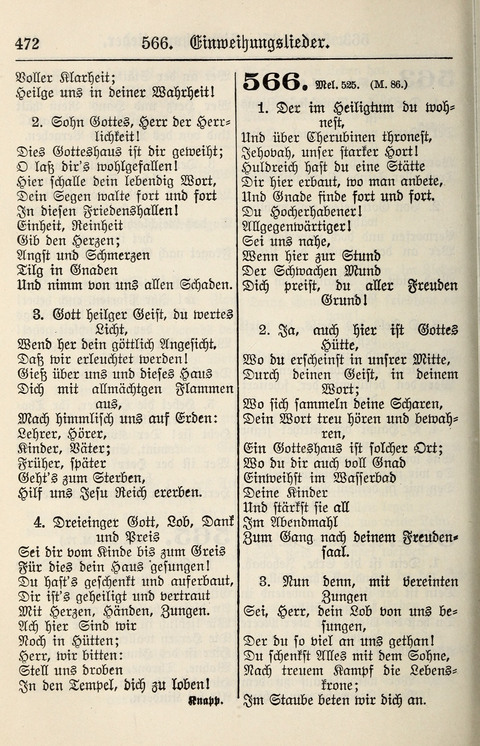 Gesangbuch für deutsche Gemeinden: enthaltend Psalmen und geistliche Lieder für öffentlichen und häuslichen Gottesdienst page 472